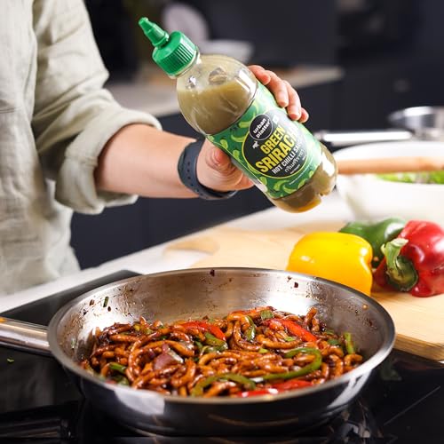 Image of Urban Platter Green Sriracha Hot Chilli Sauce - 500g | Spicy & Tangy Green Chilli Sauce | Thai-Inspired Sriracha for Dipping, Cooking & Marinades