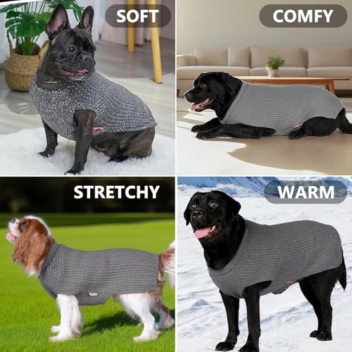 Image of KYEESE Reflective Yarn Dog Sweater for Small Medium Dog Thick Knit Pullover | Reflective for Visibility, Leash Hole for Walk, Stretchy Fit, Lightweight & Warm, Gentle on Sensitive Skin, Winter Daily Wear