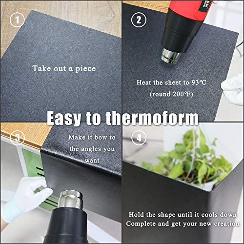 Zuvas Black ABS Plastic Sheet 12" x 16" x 0.06" 6 Pack, Flexible Than Plexiglass Sheet, Moldable Than Acrylic Sheet, DIY Materials for Home Decor, Handcrafts (Matte & Textured Finish) - Image 5