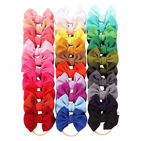 Cinaci 30 Pack Super Stretchy Nylon Headbands with Big Bow Hair Accessories for Baby Girls Infants Toddlers Kids Teens Cover