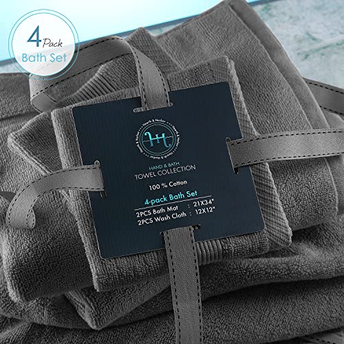 Image of Hearth & Harbor Bath Towels - 100% Ring Spun Cotton Luxury Towels - Ultra Soft & Highly Absorbent, Bathroom Towels, Floor Mat - Dark Gray