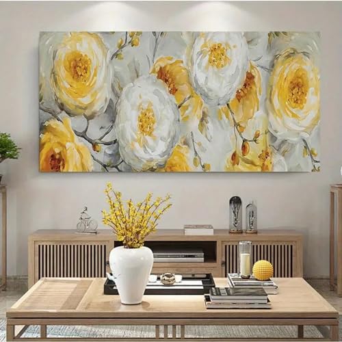Peinture florale abstraite pour décoration murale de salon moderne chic