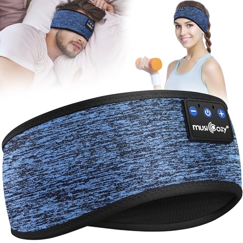 MUSICOZY Schlafkopfhörer Bluetooth, Schlaf Kopfhörer Stirnband Schlaf-Ohrhörer Headband Kabellos Sportskopfhörer 16+STD Bequemes Musik Stirnband zum Schlafen für Sport Training Joggen Yoga Reisen