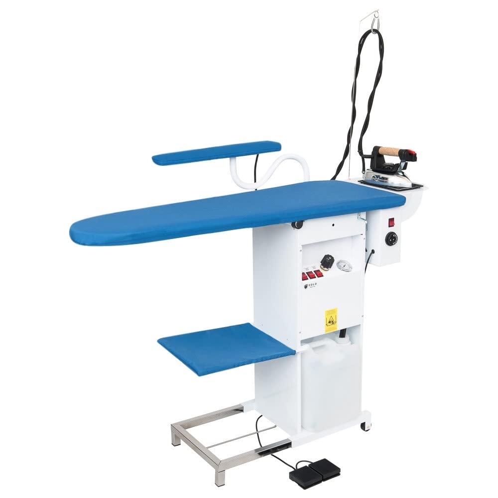 AEOLUS Bügeltisch TS04 RA Professioneller Erwärmtes Saugendes und Blasendes Brett 112x42 cm Bügeleisen Blasender Erwärmter und Saugender Bügelarm Dampferzeuger 5 Jahre Garantie A++