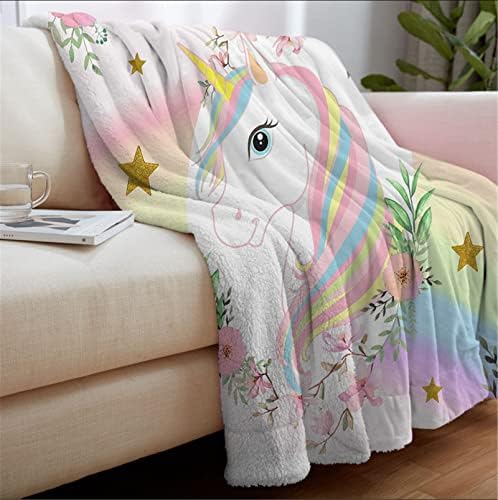 Mermaid Throw Blanket Unicorns Blanket for Girls Super Soft Plush Flannel Furry Fleece Blanket Blue Pink Mermaid Blanket for Couch Bed Sofa Blanket 130*150