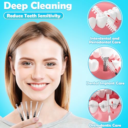 Image of MAPVOLUT 120Pcs Interdental Brush, Braces Brush Toothpicks with Soft Bristles 360 Bendable Floss Heads Dental Brushes Between Teeth Gum Braces Cleaning Kit Oral Tooth Cleaning Tool (Black, White)