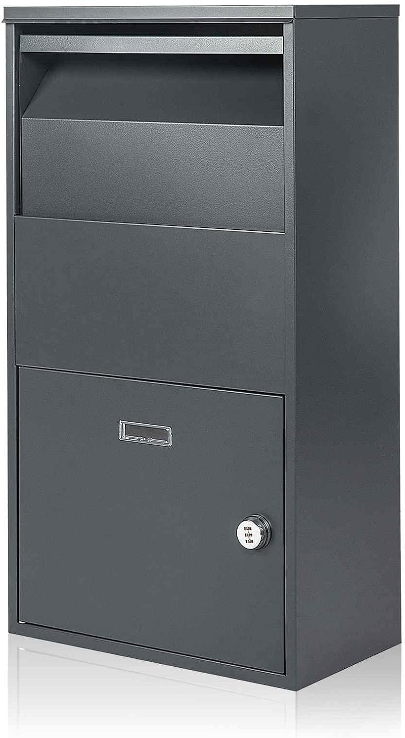 Package Delivery Boxes for Outside, Large Mailbox for Parcel, Galvanized Steel Parcel Drop Box, Wall Mounted Secure Anti-Theft for Porch, Curbside, Black, BG010 L-BG010