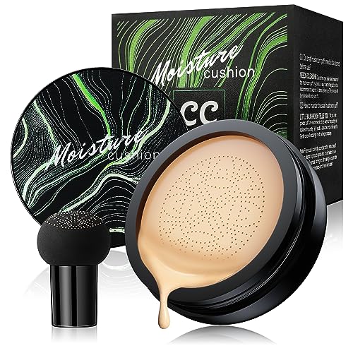 Foundation for Older Women - Mushroom Head Air Cushion CC Cream Foundation, Long Lasting & Moisturizing BB Cream Concealer for Women with Matte Finish for Even Skin Tone (Natural)