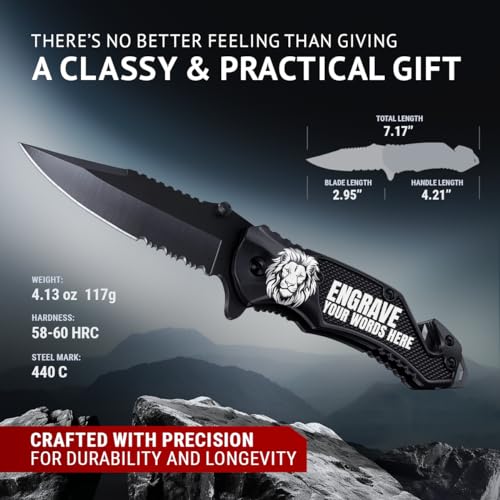 Image of GOOD WORKER Legal Pocket Knife with 2.95 inch Serrated Blade, Glass Breaker, Seat Belt Cutter - EDC Sharp Folding Knives with Portable Clip - Small Tool for Tactical Camping Survival Hiking - Gifts for Men, Women