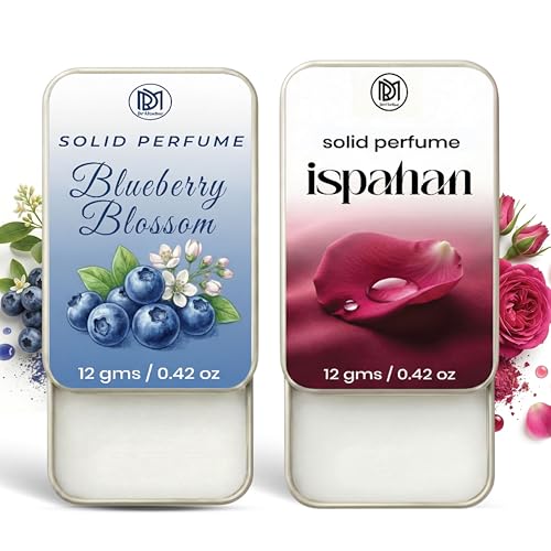 Image of Dr.Mashur Solid Perfume |blueberry blossom&Ispahan Alcohol Free Wax Perfume Balm, Long Lasting | Pocket Tin 12g, Pack Of 2| Non Greasy Smooth Glide, Travel Friendly Unisex