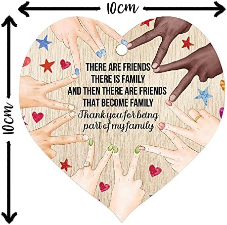 Stuff4 Friend Are Like Family, Friends Gifts for Women Dark Wooden Heart Sign Plaque, Friend Gift, Handmade Decorative Accessories Hearts, Plaques with Quotes, Gift for Friend