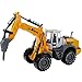 ROCK1ON Modelo de Excavadora de Ruedas con Perforadora Juguete para Vehículos de Construcción Juguete de Coche de inercia Cumpleaños Regalo para Niños