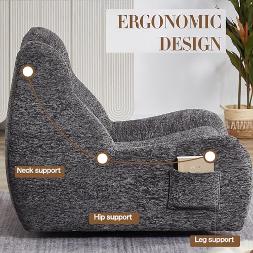 Sillón Plegable Chenille Gris miniatura 4