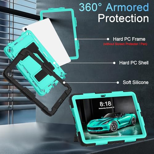 Image of for Samsung Galaxy Tab A11 Plus /A9+ 11-Inch Galaxy Tab A11 Plus Case,Heavy Duty Shockproof Rugged High-Impact Protective Cover for Tab A11+ Tablet,Black Mint
