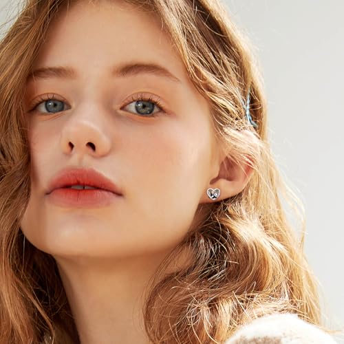 Hypoallergenic Panda Studs Earrings 925 Sterling Silver- Heart Shape Animal Studs Earrings For Panda lovers-Birthday Jewelry Gift For Women Sensitive Ears2