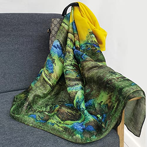 Image of ZDMHSH Fashion Scarves Scarf 100% Silk Feeling Scarf Silk Like Scarves Long Lightweight Sunscreen Shawls for Women