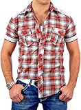 KICKDOWN Herren Karo Kurzarm Hemd J-045 Rot S
