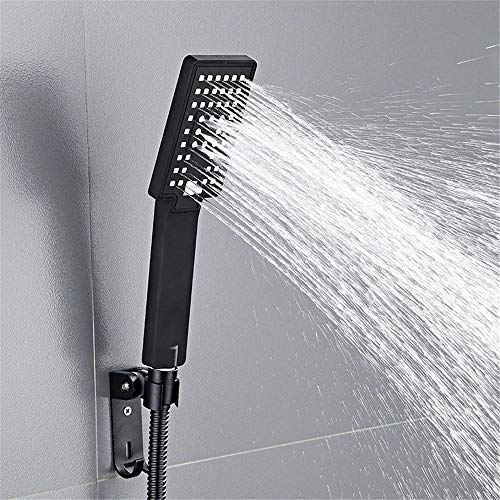 Robinet de douche mural en laiton noir pour baignoire avec douchette à main - 5