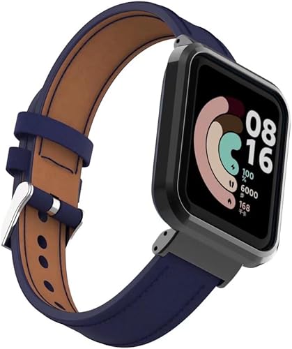 Vista 23 de Compatible con Xiaomi Mi Watch Lite/Redmi Watch, correa de cuero de repuesto con marco de metal para Xiaomi Redmi Watch Fitness Tracker