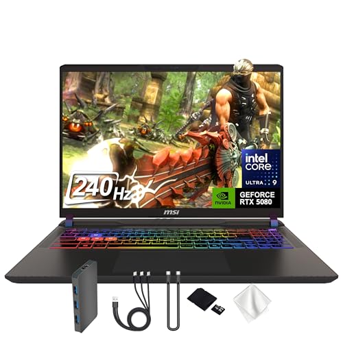 Image of msi Vector 16 HX AI 16 inch QHD+ 240Hz Gaming Laptop, Intel Ultra 9 275HX, GeForce RTX 5080 16GB GDDR7, 64GB DDR5 RAM, 3TB Storage (2TB PCle SSD&1TB Docking Station), RGB Backlit Keyboard, Win 11, Gray
