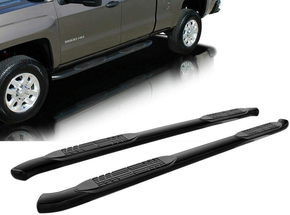 Yumy 4in Curved Black Running Board for 1999-2013 Silverado/Sierra Extended Cab Carbon Steel Side Step C/S Black Powder Coated