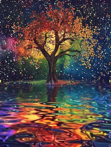 Peinture par Numéro Adulte et Enfant Arbre 100x130cm Kit Toile DIY sans Cadre avec Acrylique
