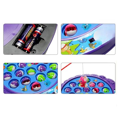 Image of Kidology Fishing Game Play Set for Kids - Rotating Musical Board, Fun Interactive Catching Toy for Toddlers | Circular Plastic Fishing Toy- 21 Colorful Fish, 4 Magnetic Rods (Yellow)