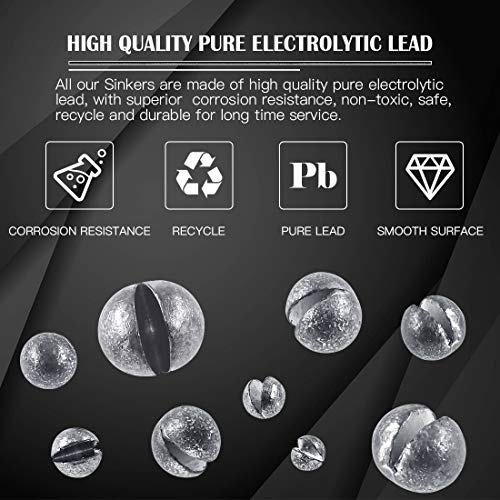 image for Glarks 208-Pieces 0.6g 1g 2g 3g 4g 5g 7g 10g 15g Removable Split Shot 