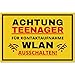 Vorsicht Teenager Schild (30 x 20 cm) - Lustiges Geschenk für Teenager zur Jugendweihe oder zum Geburtstag -Türschild als Teenager Zimmer Deko - Für Jungen und Mädchen