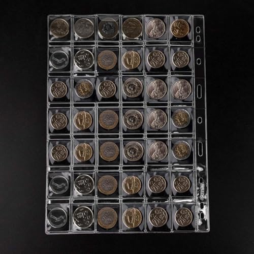 Image of 420 Pockets Coin Binder Pages 1.14 inch Collection Album Holder 10 Pcs | OSOPOLA Acidfree PVC 29x29mm Pockets Fit Coins With A Diameter Below 24mm 10 Binder Sheets 42 Pockets /Sheet CS03242