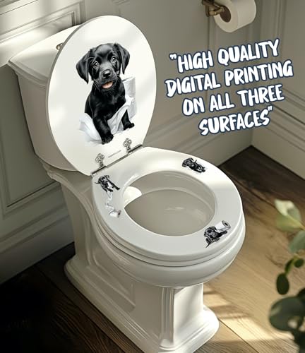 Looprints Welpen-Roll-Toilettensitz, schwarzer Labrador-Welpe, Bauernhaus-Dekoration, Geschenkidee