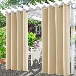Tgkoddo zasłony zewnętrzne, wodoodporne zasłony pergola, zasłony zewnętrzne na taras na balkon, taras, werandę, pergolę, altankę (132 x 245 cm, beżowy)