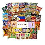 Filipino Snacks Box Variety Pack Assortment of 10 Authentic Food Products like Boy Bawang, Lucky Me, JackNJill, Skyflakes and more with Philippines Flag and Pride Stickers