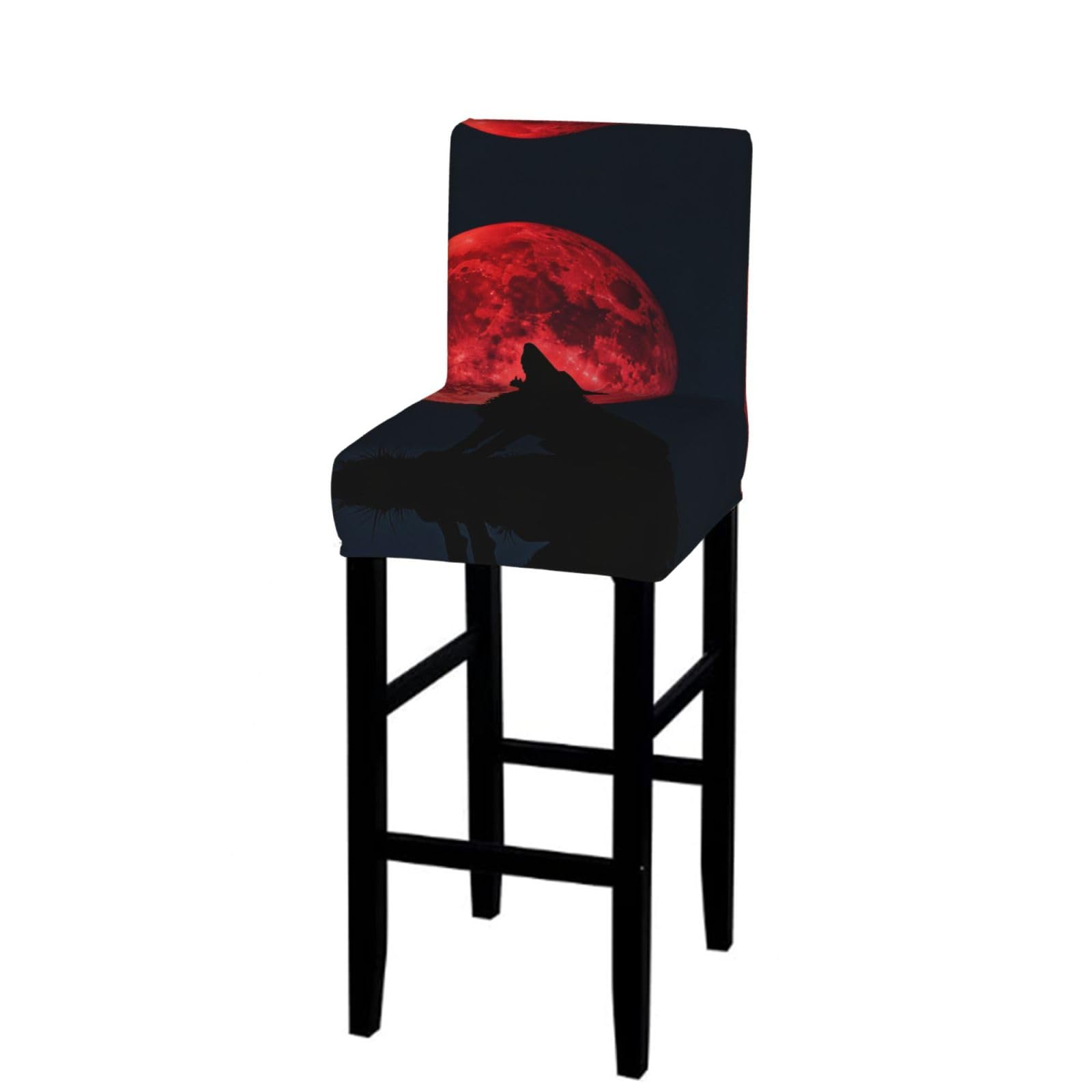 CNTDBU Blood Moon Wolf Bar Stool Cover-Stretchy Chair Slipcover for Kitchen