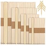200 Pieces Wooden Ice Lolly Sticks 2.6, 4.5, 5.9, 7.9 Inch Long Wood Craft Food Sticks Ice-Cream Craft Sticks DIY Wood Waxing Sticks for Handicrafts Ice Cream Dessert Making, 4 Sizes
