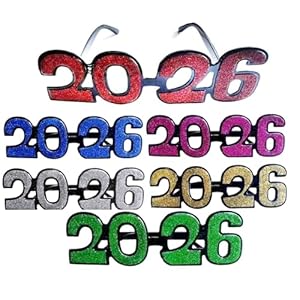 Pack of 12 Novelty Shaped New Year’s Eve Props Party Favor Glitter Plastic Frame Glasses