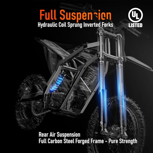 Image of Electric Dirt Bike for Teens & Adults, 3000W Peak Motor Electric Motorcycle, 48V 23.4Ah Battery Off-Road E Dirt Bike with Hydraulic Brakes & 3 Speed Modes (Dark Blue)