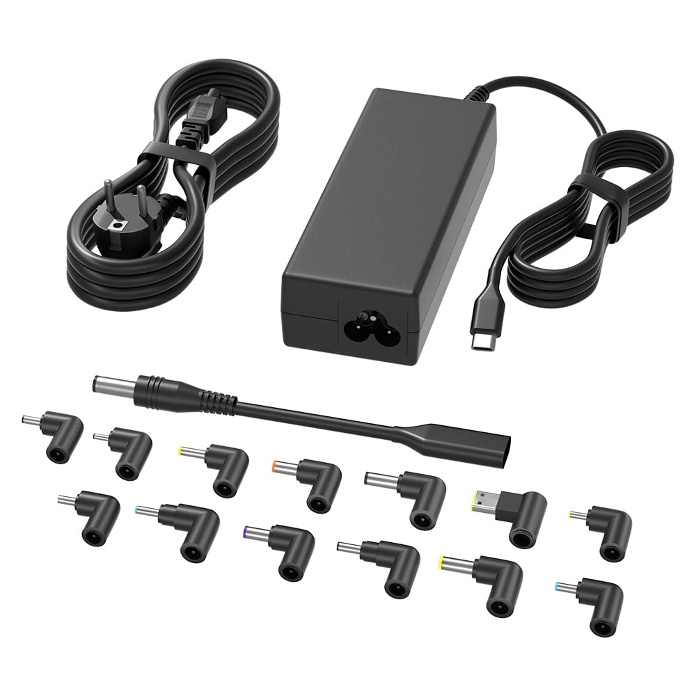 SLRIOYS 100W USB C Universal Laptop 15 Tips Kompatibel mit Hp Dell Lenovo Acer Asus Toshiba Samsung MacBook IBM Sony LG Fujitsu Sony MSI IBM Medion Google Chromebook Tablets Netzteil Ladegerät