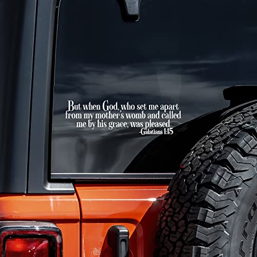 Galatians 1:15 Bible Verse Decal Vinyl Sticker Auto Car Truck Wall Laptop | White | 8" x 2.5" -  Vool, VOOL-000-001-543