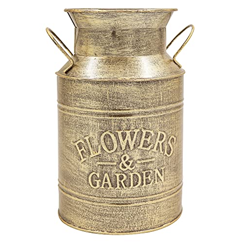 Misixile 8.5 Inch Gold Metal Vases For Centerpieces Rustic Gold Decorative Flower Vase Shabby Chic Milk Can For Home Dining Table Decor #TOP10