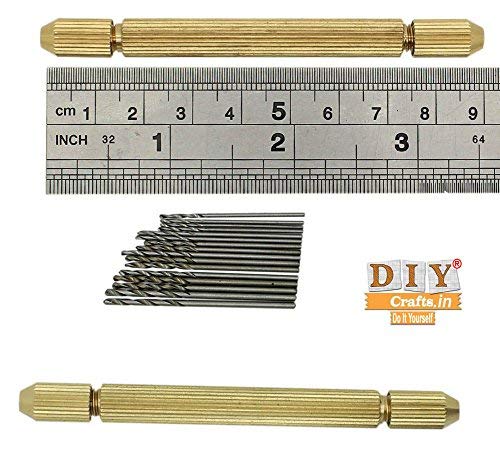 DIY Crafts Pack Of 3 Pcs, Design No # 2, Dual Side Brass Pin Vise Hand Drill Jewelry Drilling Chuck + Micro Twist Drill Point (Drill Point Both Side) + Mini Hand/Be (Pack Of 3 Pcs, Design No # 2) 1
