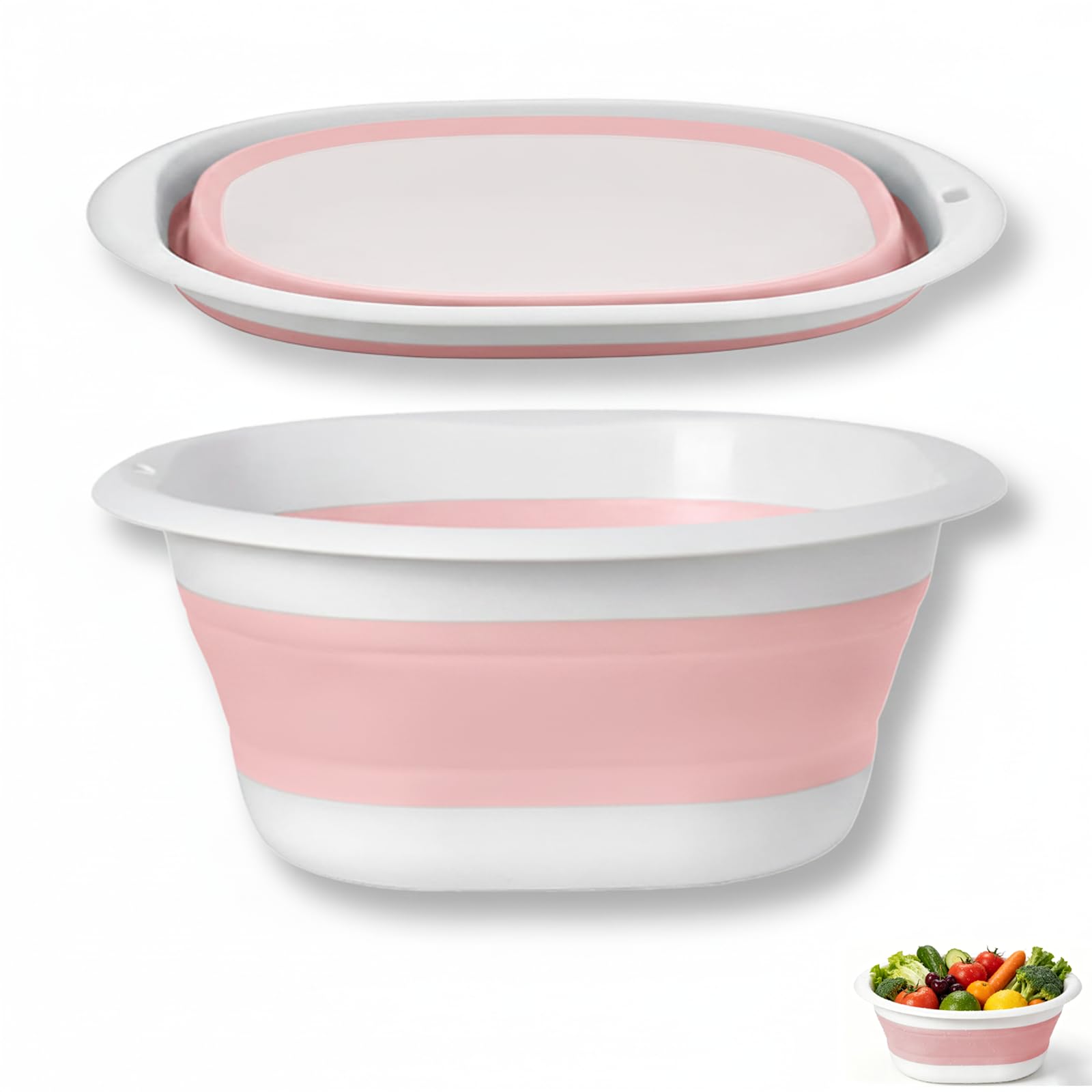 Collapsible Washing Up Bowl, Foldable Silicone Washing Bowl 3.5L Pink