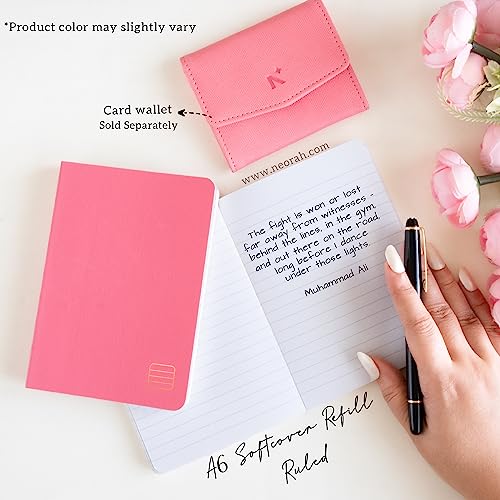 Image of NEORAH - A6 Ruled Notebook SOFT COVER | Organiser REFILL | Ruled Journal | 110 GSM | 160 pages (Size 14.8 cm x 10.5 cm) Planner Journaling Writing Note Taking Diary, Travellers Journal-PINK