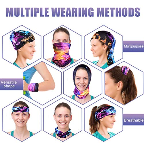 6 Pieces Sun UV Protection Face Mask Neck Gaiter Windproof Scarf Sunscreen Breathable Bandana Balaclava for Sport&Outdoor (6PACK(Sky-1))…
