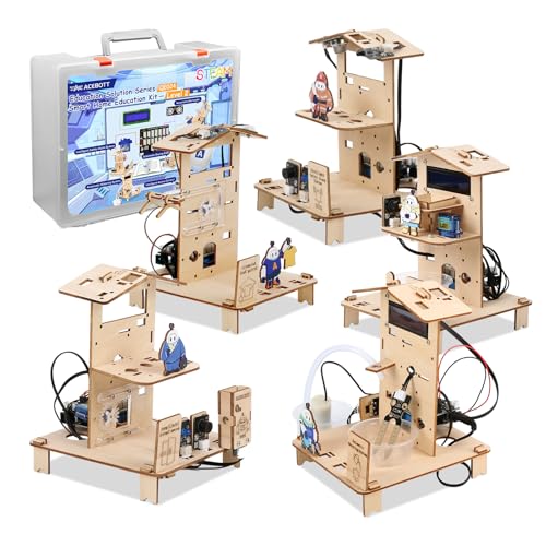 5-in-1 ESP32 STEM Kits for Kids Age 8-12, Wooden 3D Puzzle Toys Smart Home School Educational Science Building Kit for Students, Engineering Model Kits Birthday Gift Craft for Teen Boys Girls
