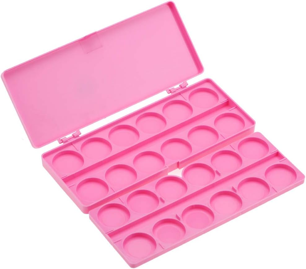 Nail Art Palette, 24 Grid Plastic Nail Art Paint Color Mixing Palette Plate Watercolor Pigment Color Mixing Case Manicure Drawing Tray(Rose Red)