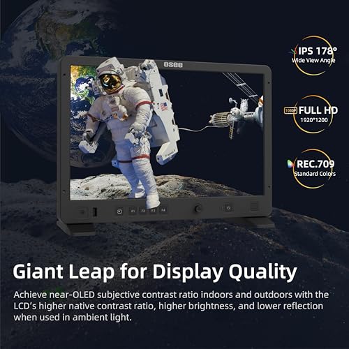 Image of osee Mega 15S 15inch 1500 Nits Higher Bright Pro HDR Field Production Monitor Camera Assist Monitor with Battery Plate C-Stand Cheese Plate and Portable Hooded Case