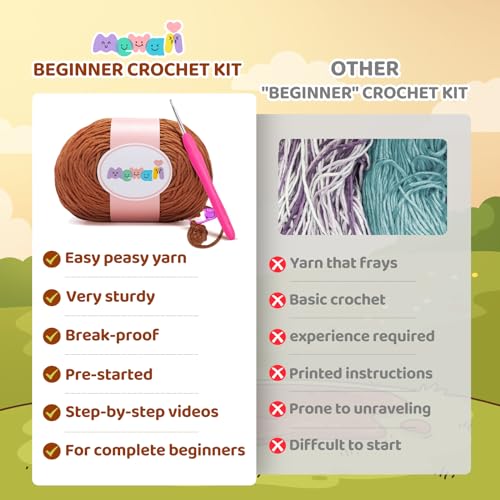 Image of Mewaii Beginner Crochet Kit with 40% Extra Yarn, Pre-Started Yarn & Video Tutorials - 3 Highland Cows Craft Set for Adults & Kids | 40% Extra Yarn, Video Tutorial, Pre-Started Piece, Beginner Friendly, Family Craft Gift for Adults & Kids