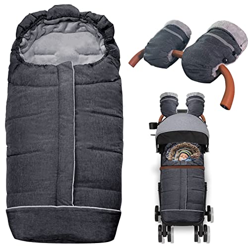 【DESIGN DEI DETTAGLI】Design antiscivolo sul sacco passeggino universale , migliore fissaggio al passeggino,adatto per passeggini con cintura di sicurezza a 3 o 5 punti e può essere fissato al passeggino e al sedile.sacco neonato invernale per l'uso in una varietà di passeggini,carrelli,passeggini e presepi.È veramente facile usarlo e montarlo.
