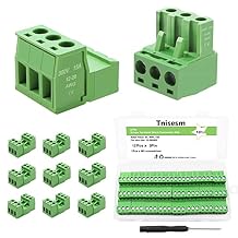 Tnisesm 12Pcs 3 Pin Screw Terminal Block Connector 5.08mm Pitch Pluggable with 3 Pin Phoenix Plug 300V 15A for 28-12AWG Cable